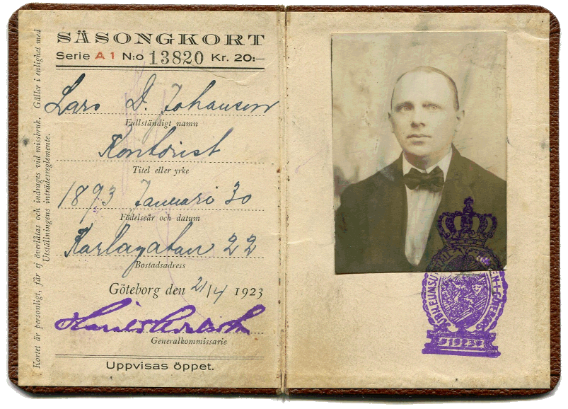 Säsongskort, Liseberg 1923